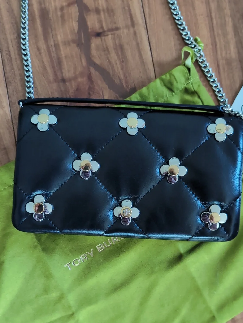 Tory Burch Kira Diamond Quilted Mini Clover Chain Bag + Dust & Gift Box Nwt❤️